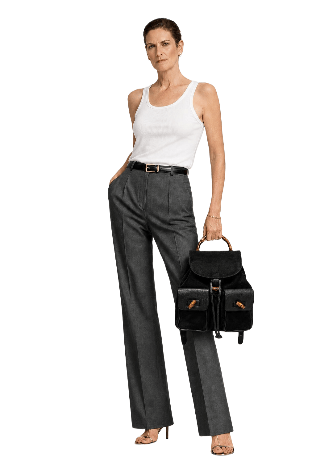 1990s Black Leather Backpack - Model