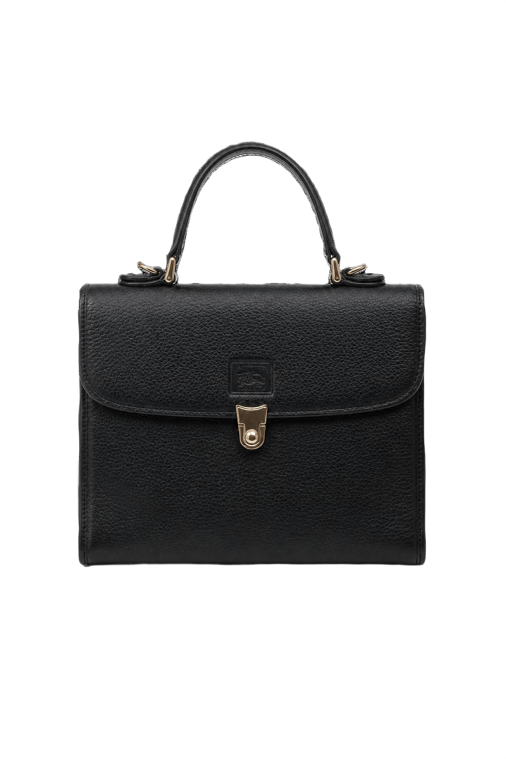 1970s Black Leather Handbag - Front View