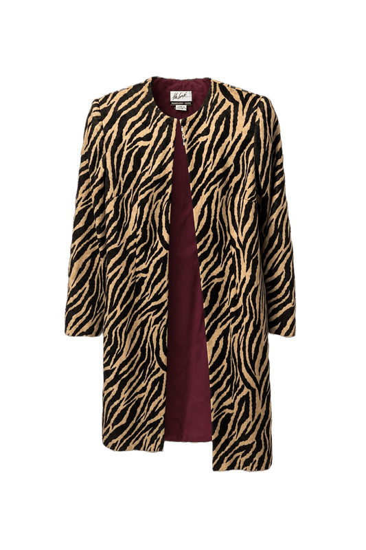 1980s Beige Polyester Blend Coat - Front View