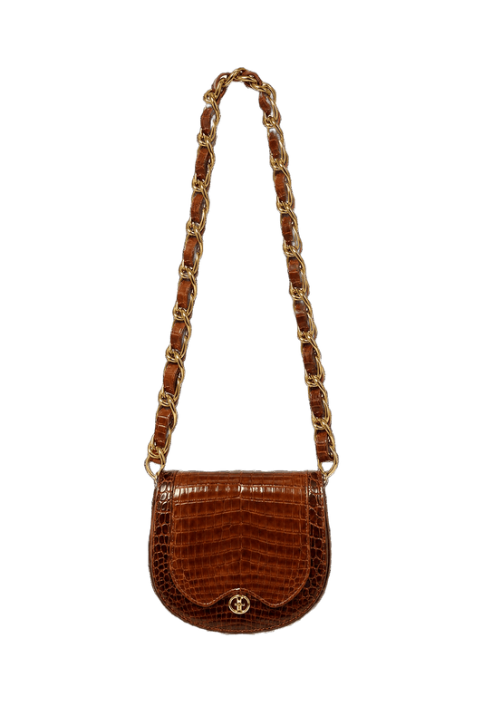 1980s Brown Leather Bag - Front View