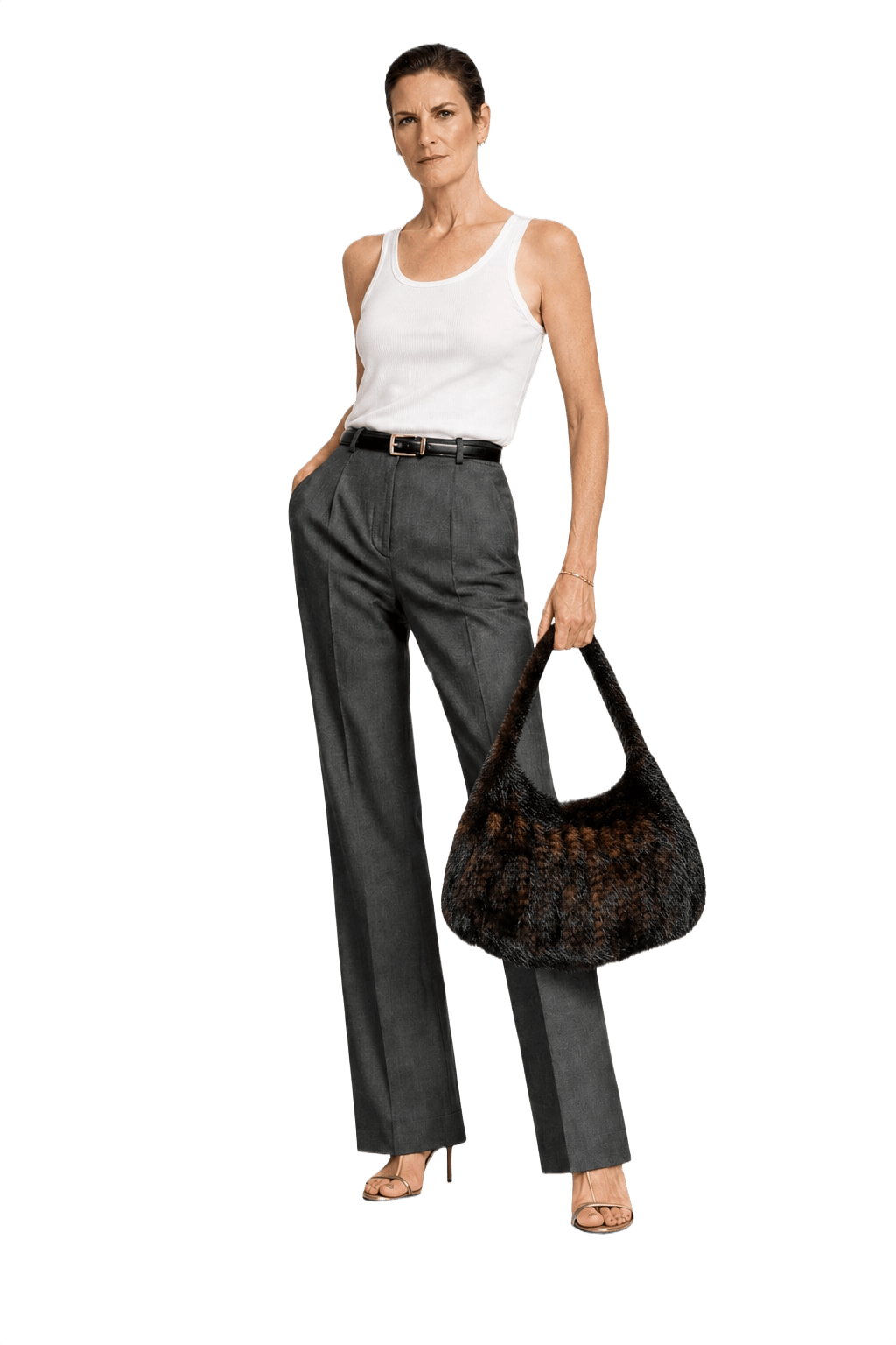 1990s Dark Brown Fur Bag - Model