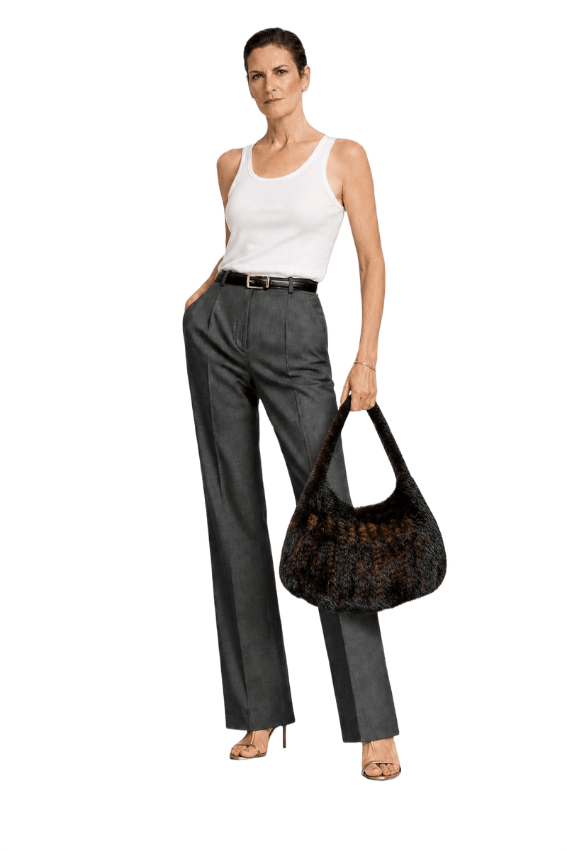 1990s Dark Brown Fur Bag - Model