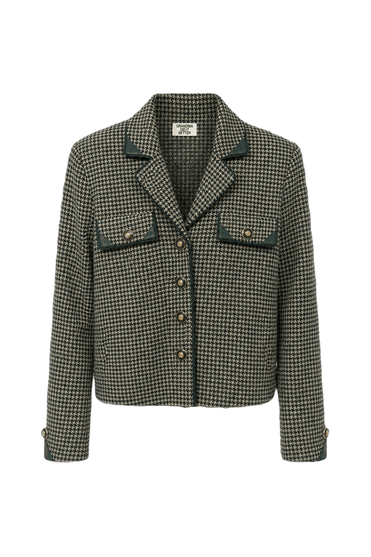 1990s Green Wool Blend Blazer - Front View