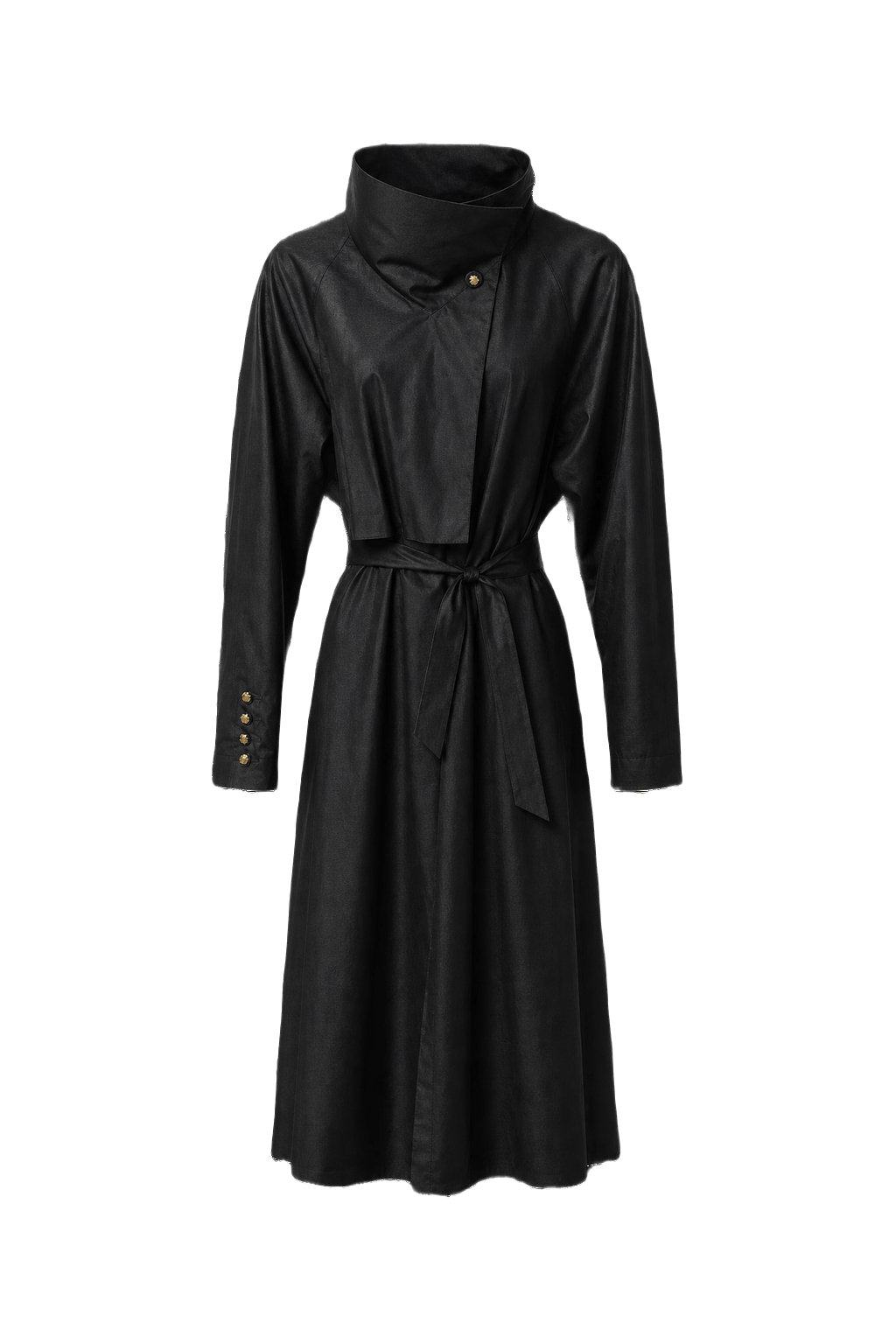 1980s Black Synthetic Coat - Front View