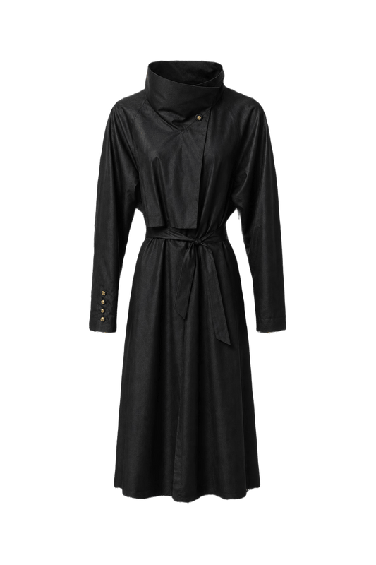1980s Black Synthetic Coat - Front View