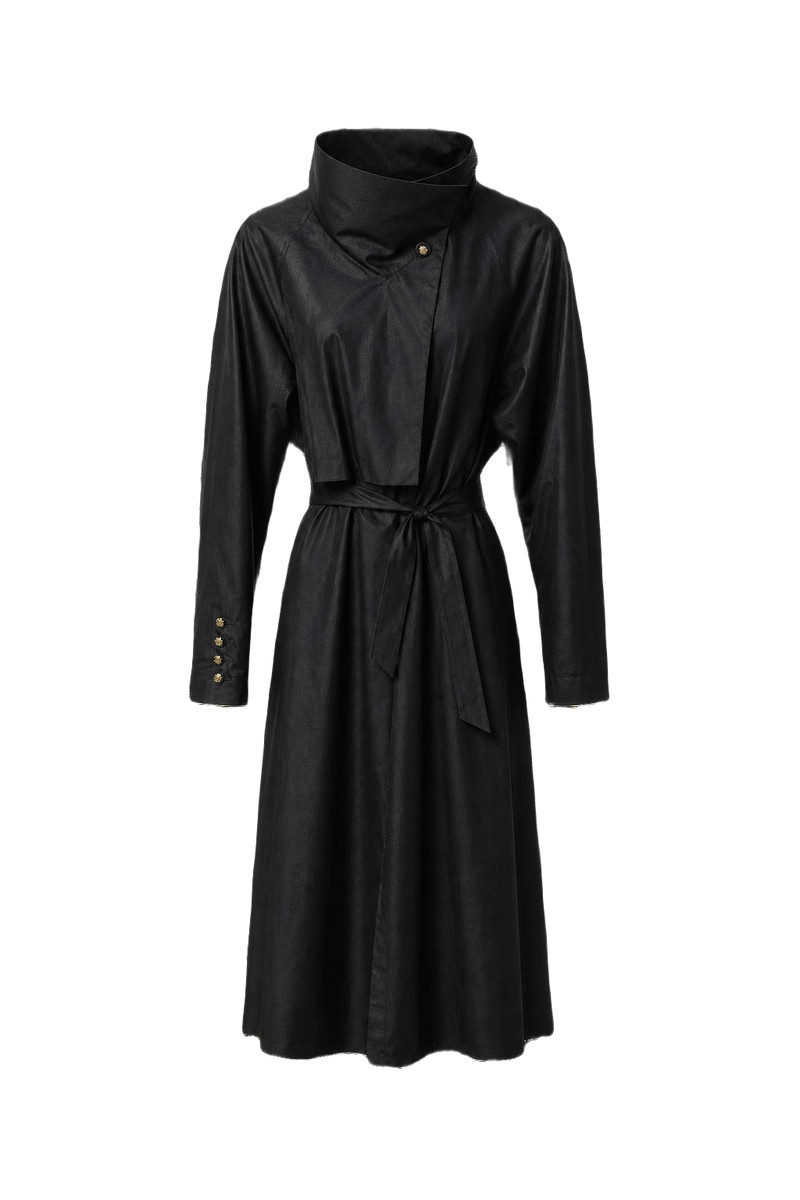 1980s Black Synthetic Coat - Front View