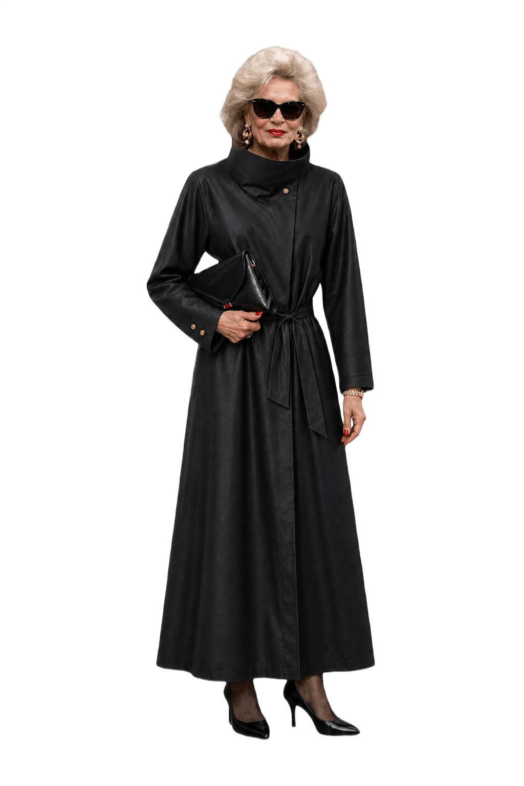 1980s Black Synthetic Coat - Model