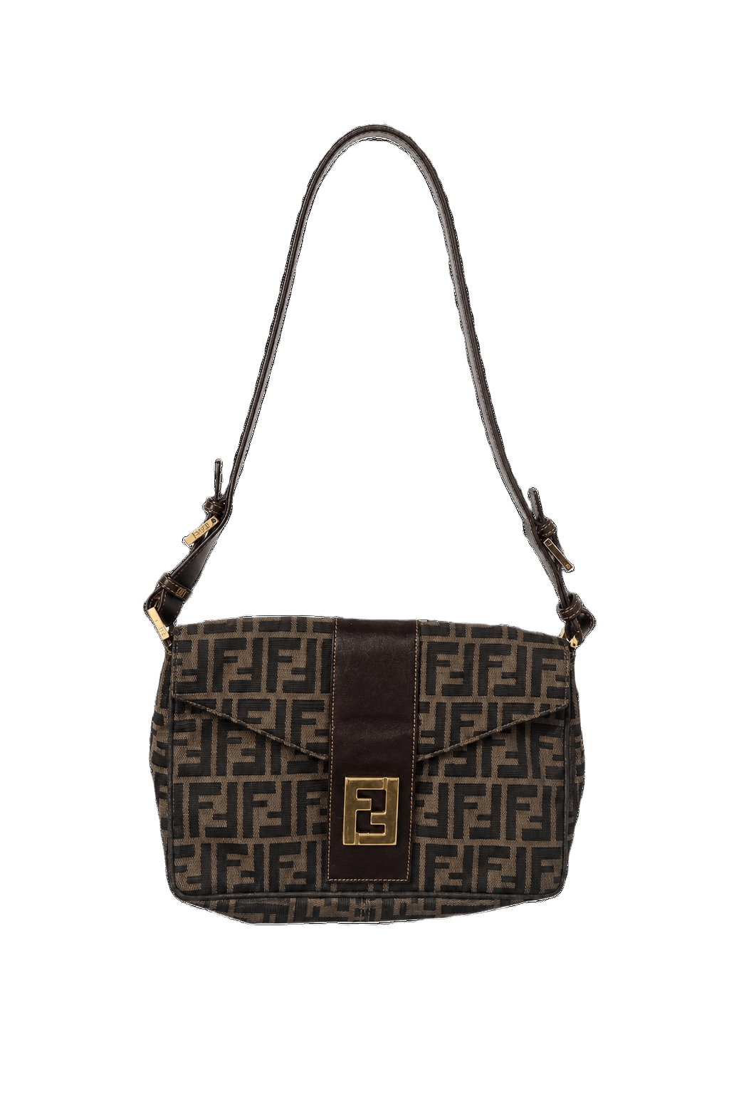 1980s Brown Canvas Fendi Shoulder Bag - Front View