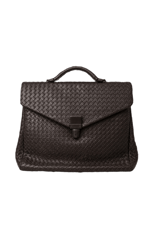 1980s Dark Brown Leather Bag - Front View