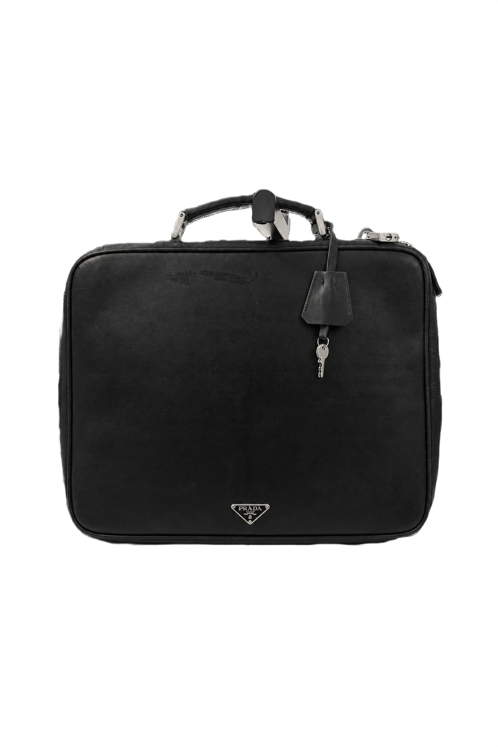 1980s Black Leather Briefcase - Front View