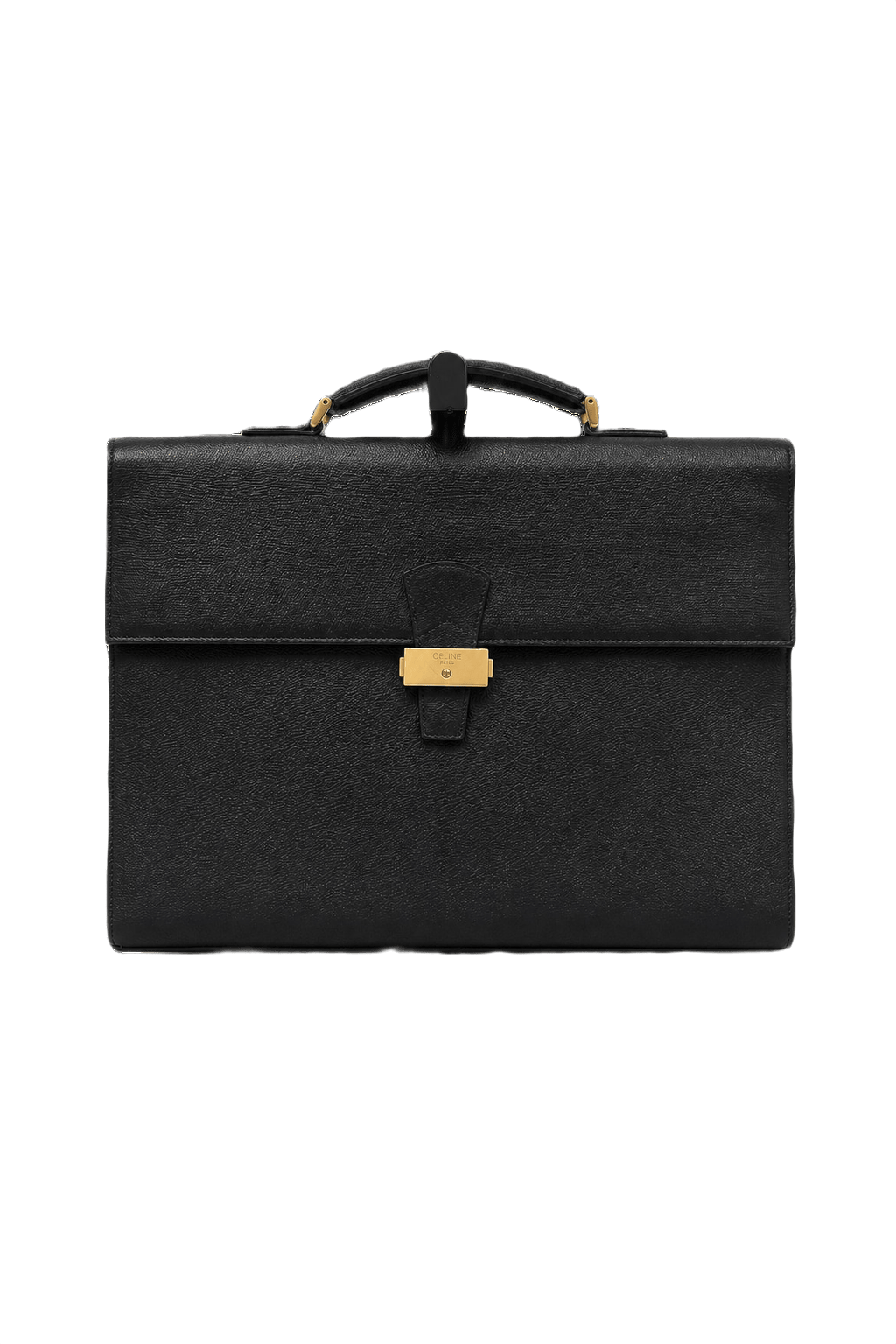 1980s Black Leather Handbag - Front View