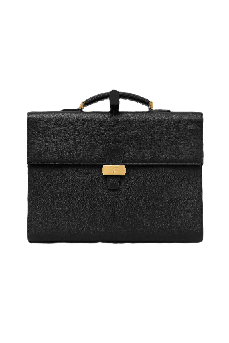 1980s Black Leather Handbag - Front View