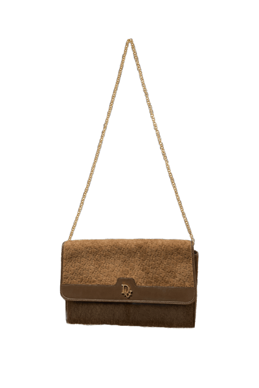 1980s Brown Leather Handbag - Front View