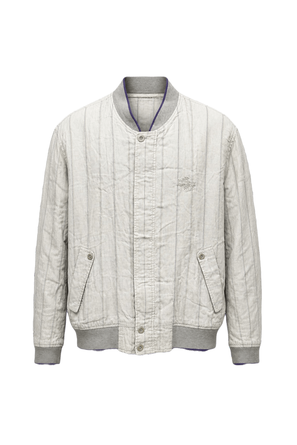 1980s Light Grey Cotton Blend Jacket - Front View