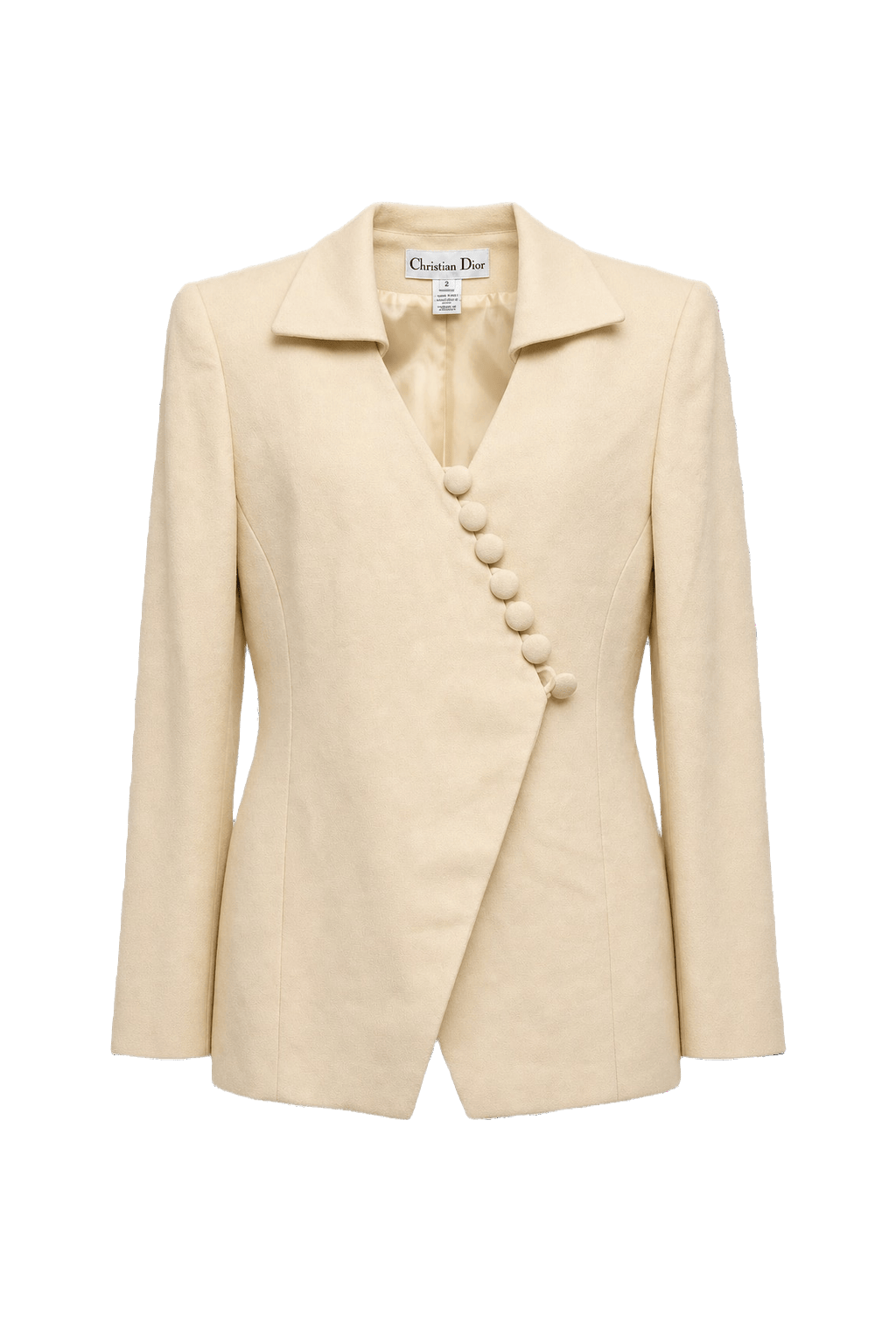 1980s Pale Yellow Wool Blend Blazer - Front View