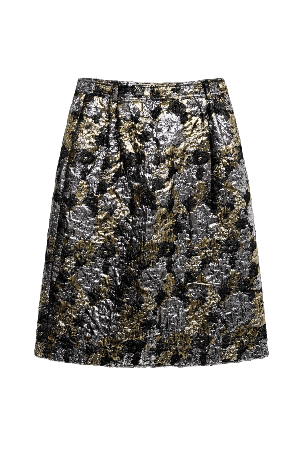 1980s Gold Polyester Blend Skirt - Front View