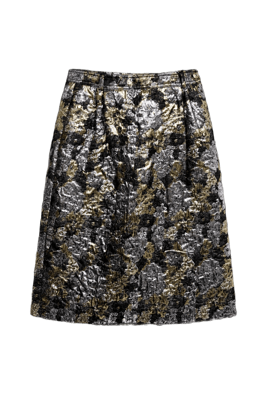 1980s Gold Polyester Blend Skirt - Front View
