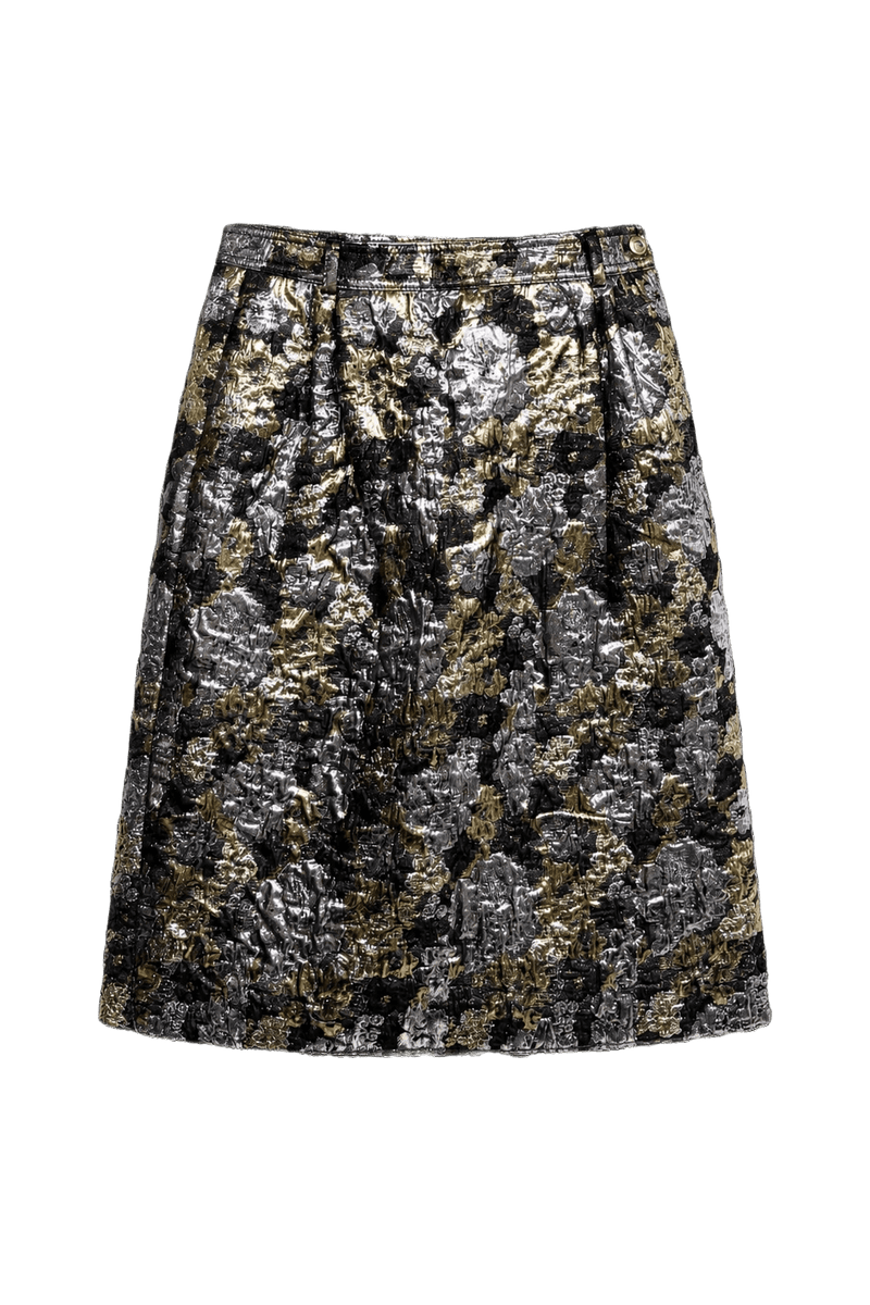 1980s Gold Polyester Blend Skirt - Front View