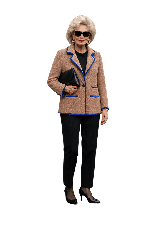 1980s Light Brown Wool Blend Blazer - Model