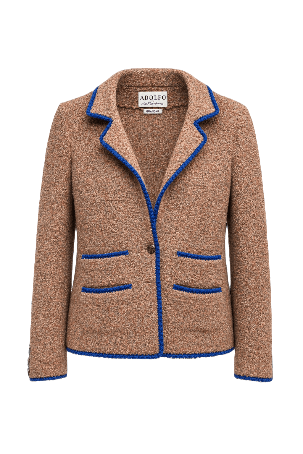 1980s Light Brown Wool Blend Blazer - Front View