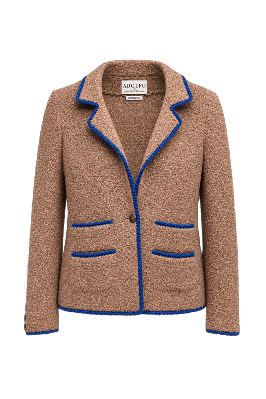 1980s Light Brown Wool Blend Blazer - Front View