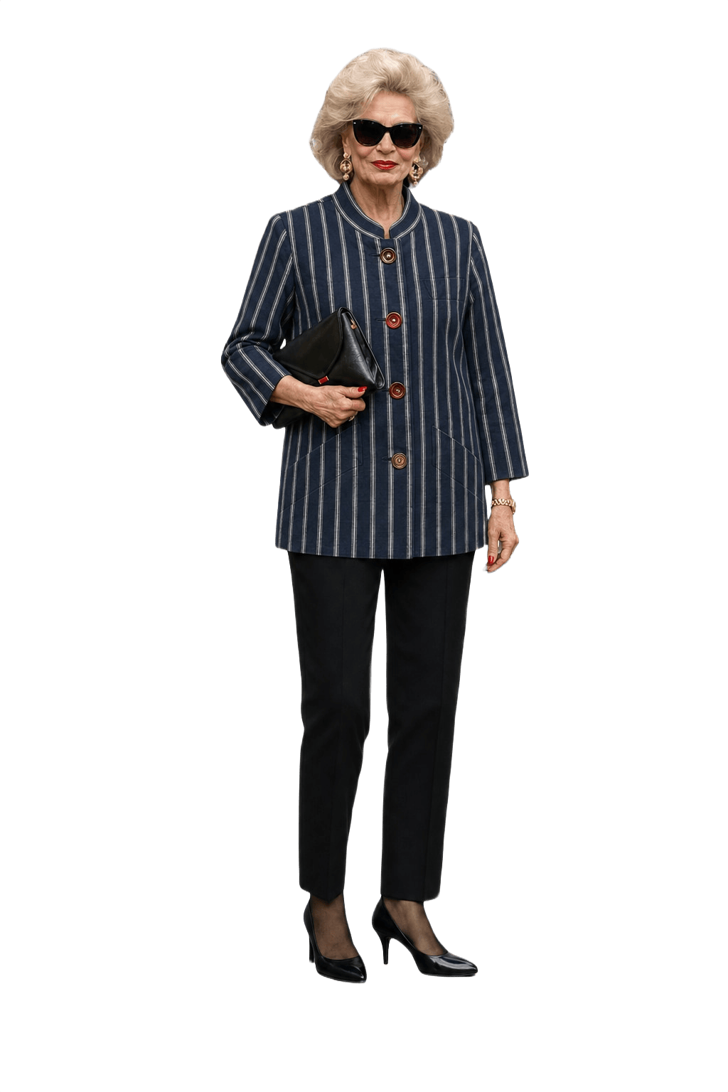 1980s Navy Blue Cotton Blend Jacket - Model