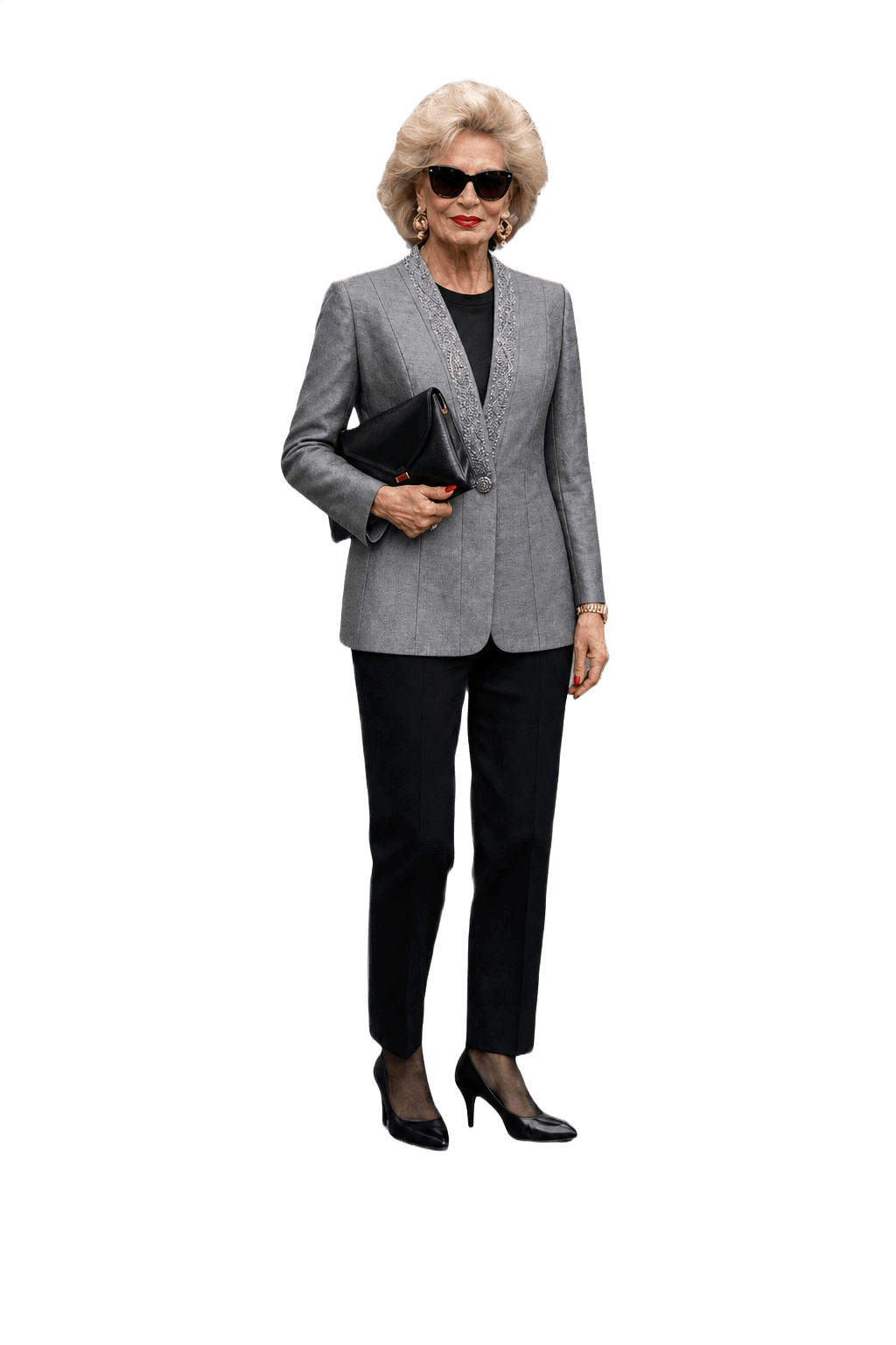 1980s Grey Wool Blend Blazer - Model