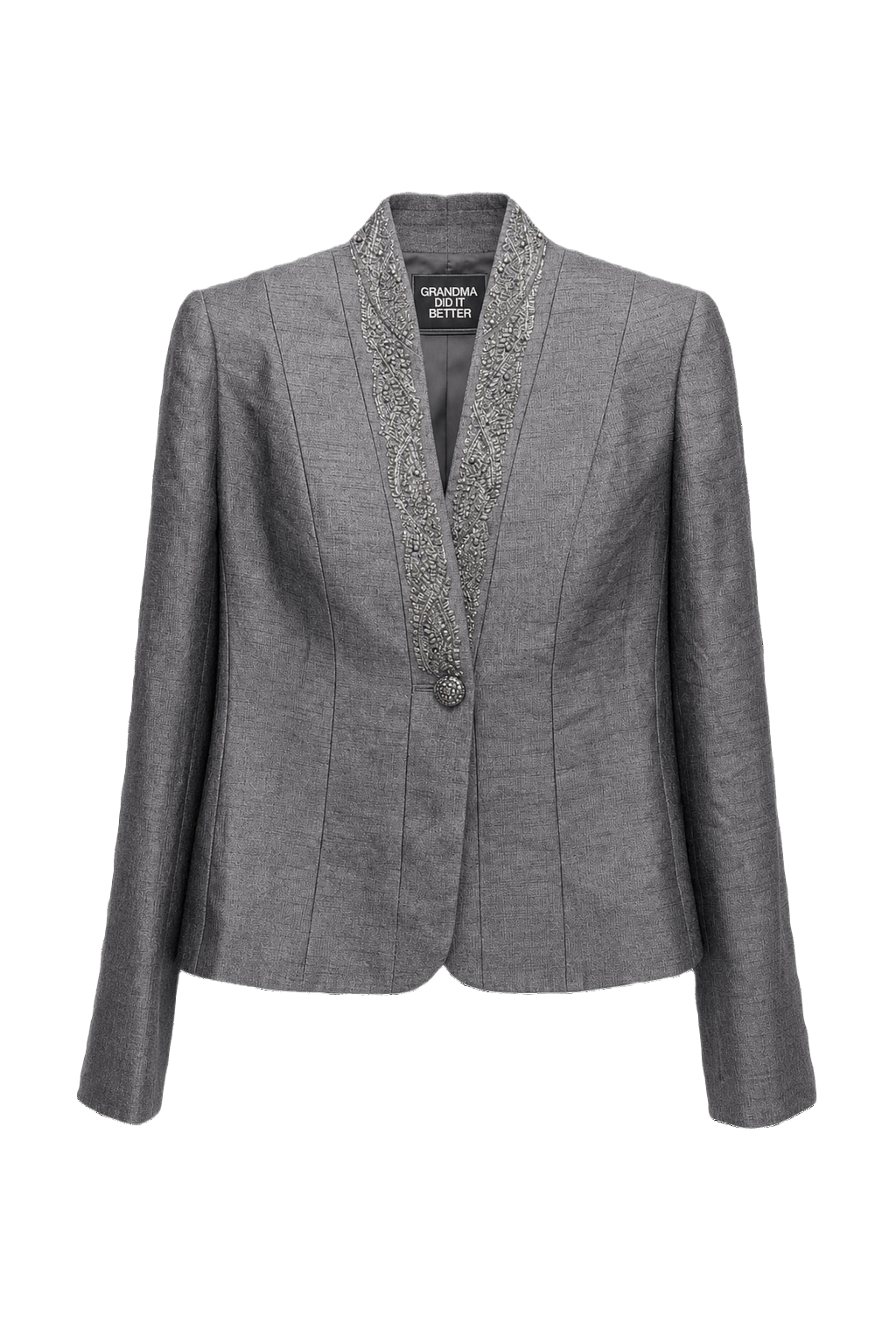1980s Grey Wool Blend Blazer - Front View