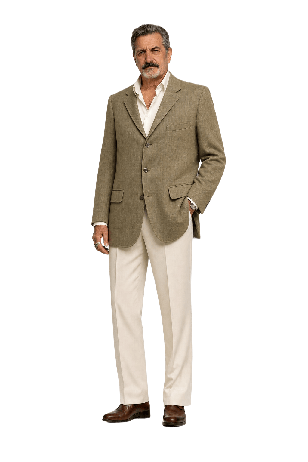 1980s Olive Green Wool Blend Blazer - Model