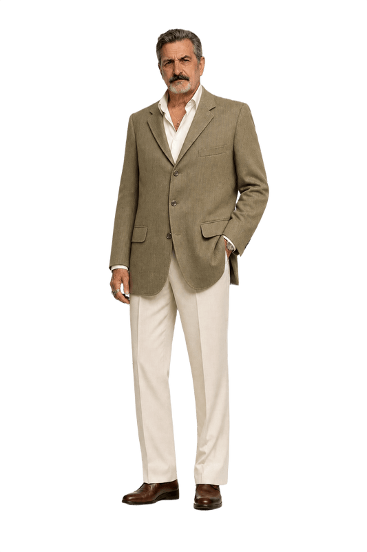 1980s Olive Green Wool Blend Blazer - Model