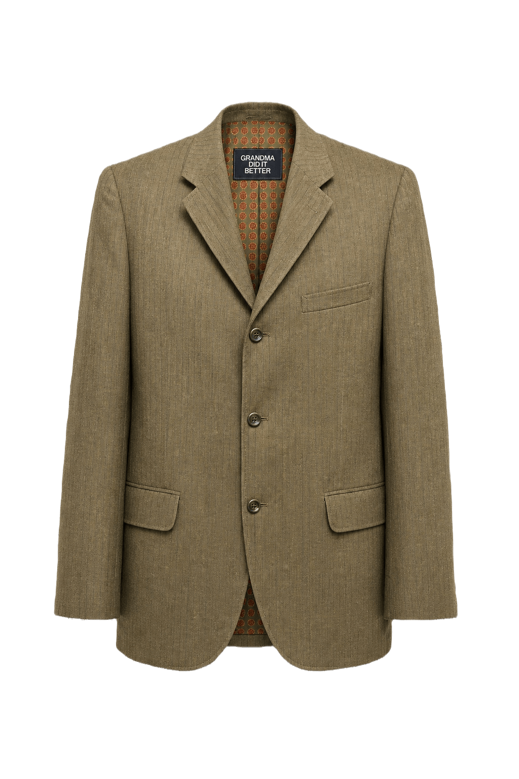 1980s Olive Green Wool Blend Blazer - Front View