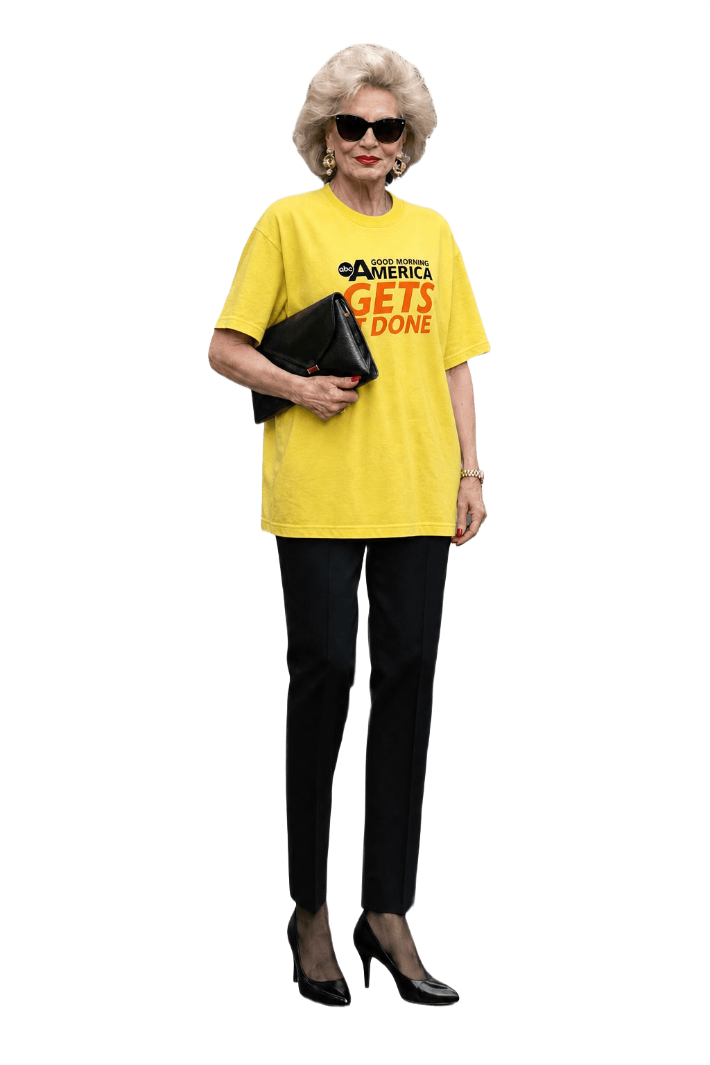1990s Yellow Cotton T-Shirt - Model
