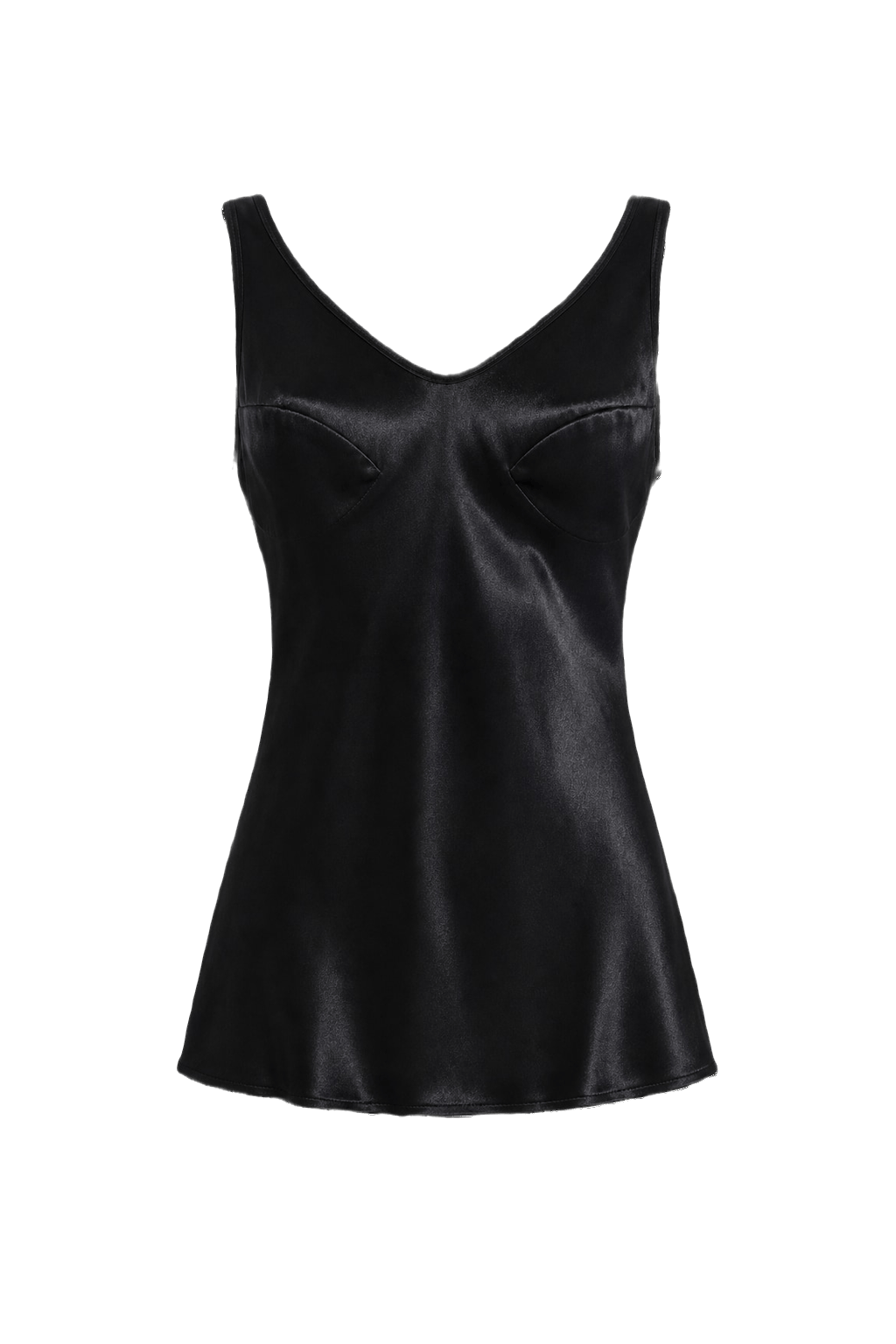 1960s Black Satin Tank Top - Front View