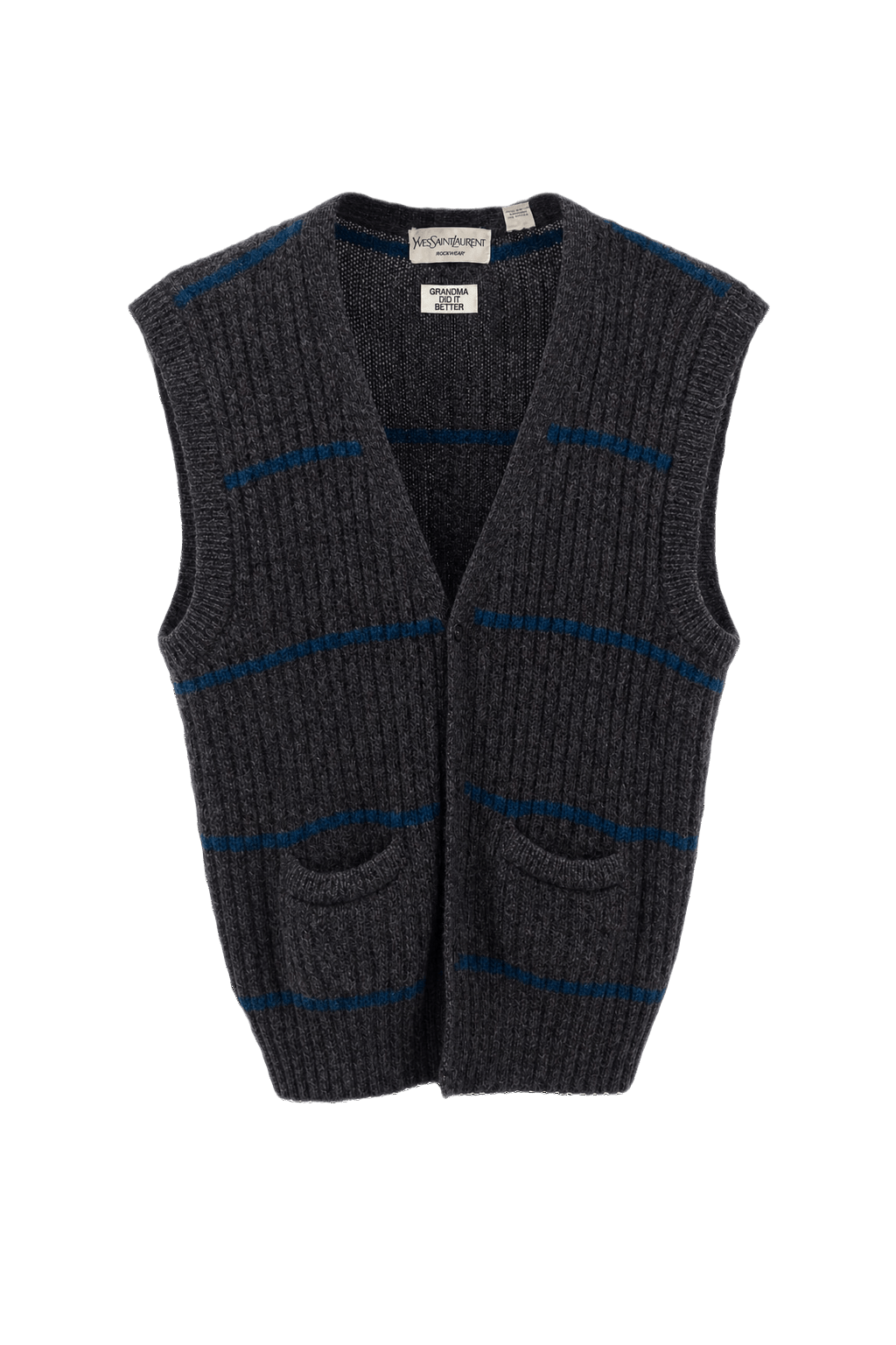 1970s Charcoal Grey Wool Blend Vest - Front View