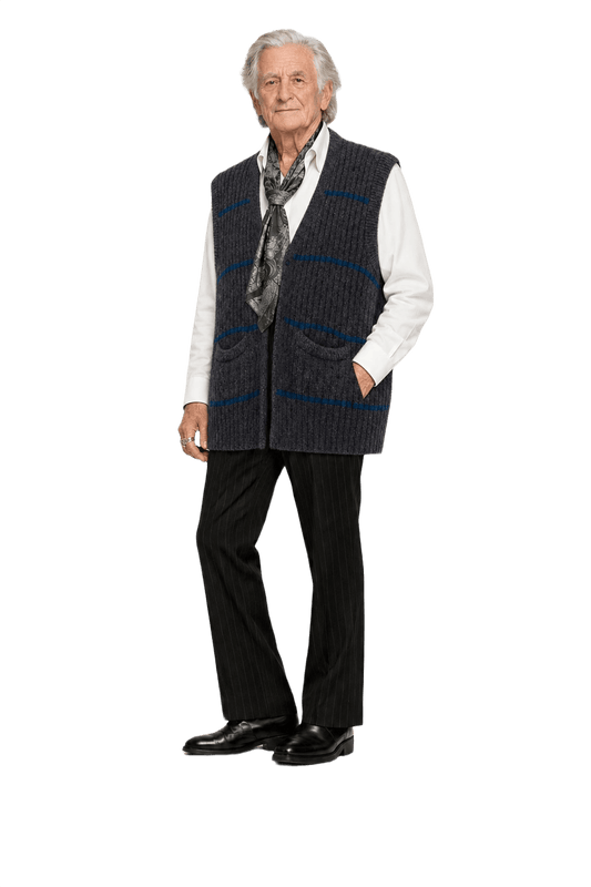 1970s Charcoal Grey Wool Blend Vest - Model