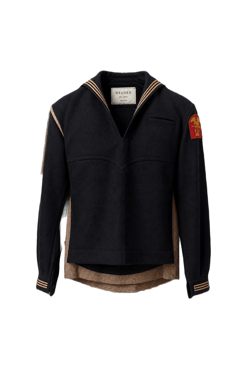 1940s Navy Blue Cotton Blend Jacket - Front View