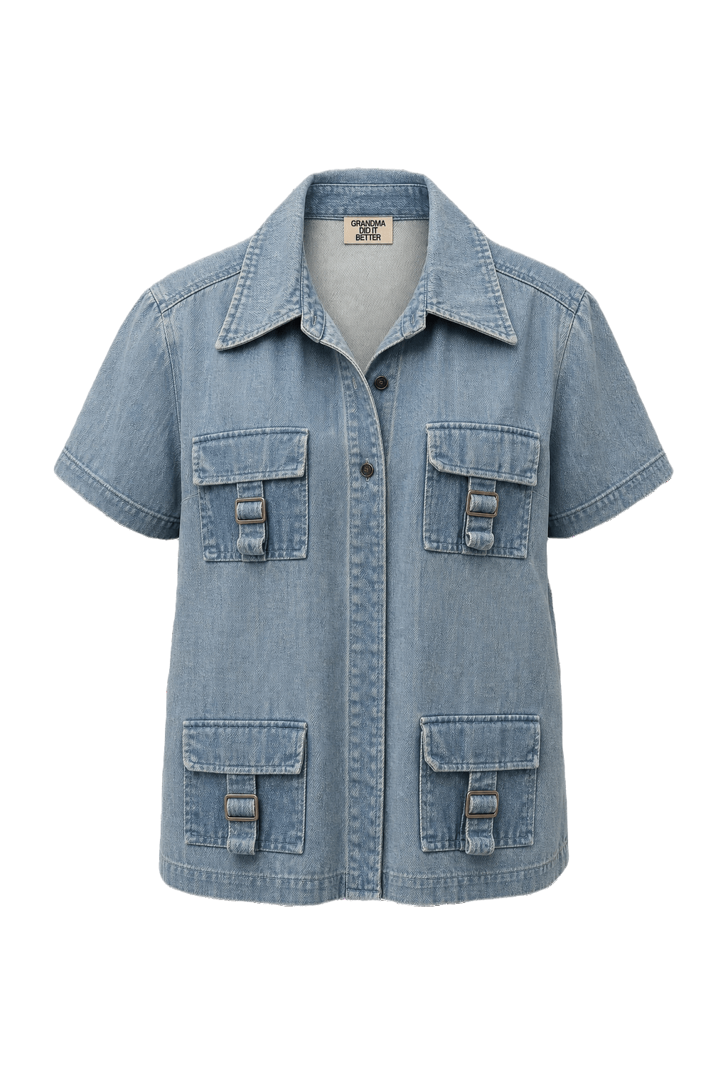 1980s Light Blue Cotton Shirt - Front View