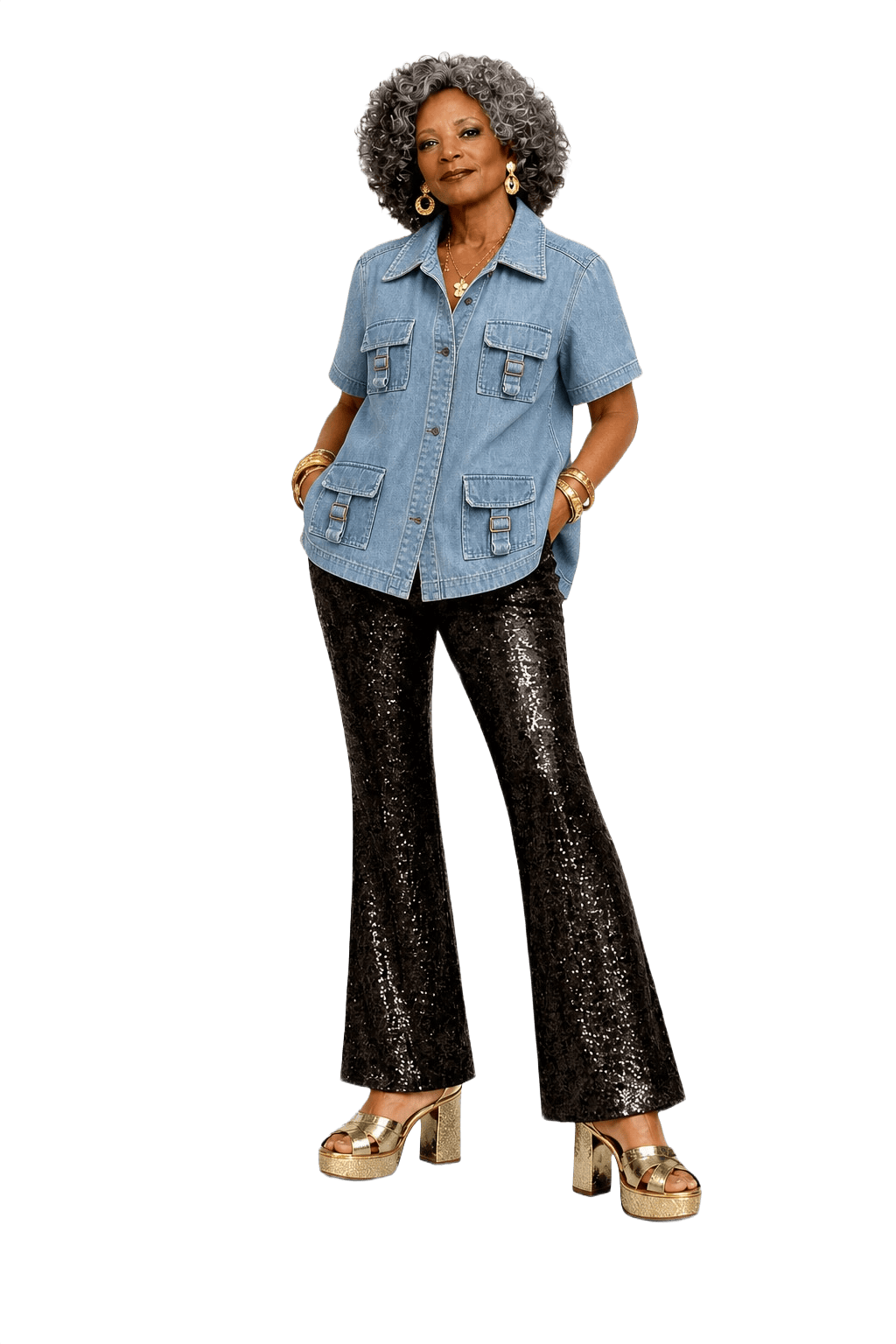 1980s Light Blue Cotton Shirt - Model