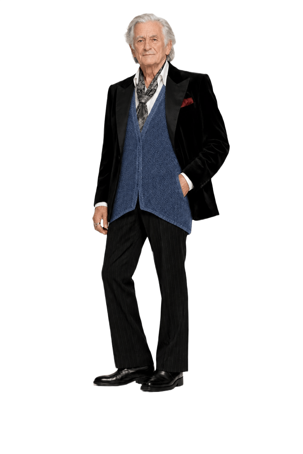 1970s Blue Cotton Blend Vest - Model
