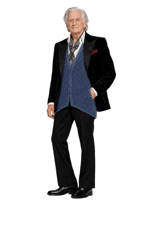 1970s Blue Cotton Blend Vest - Model
