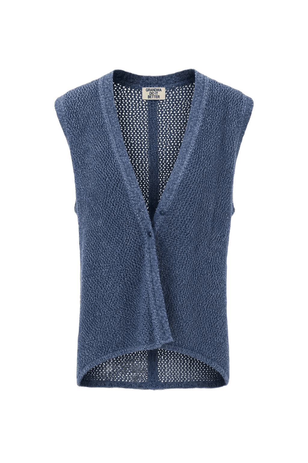 1970s Blue Cotton Blend Vest - Front View