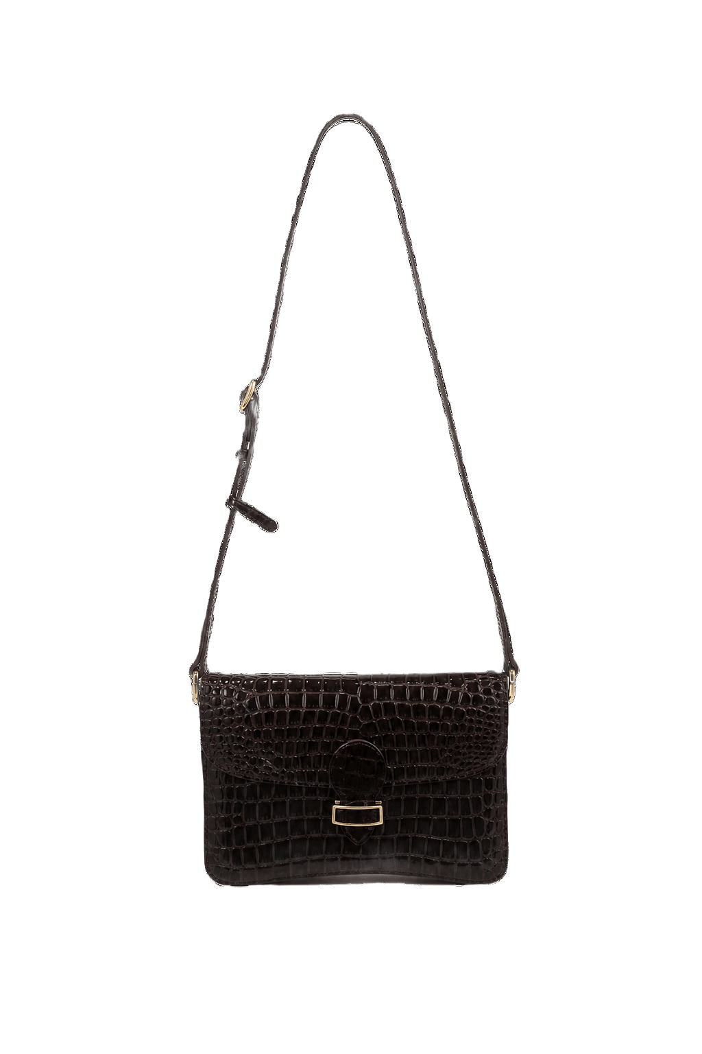 1980s Dark Brown Leather Handbag - Front View