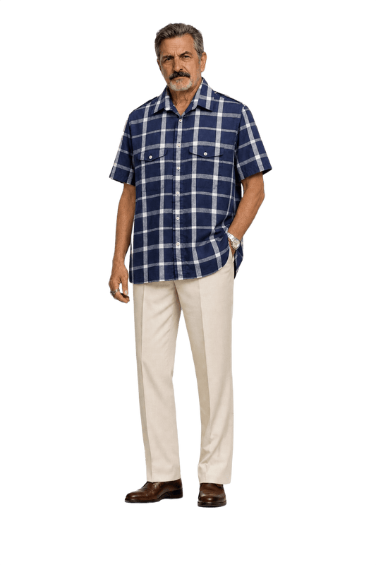1980s Navy Blue Cotton Shirt - Model