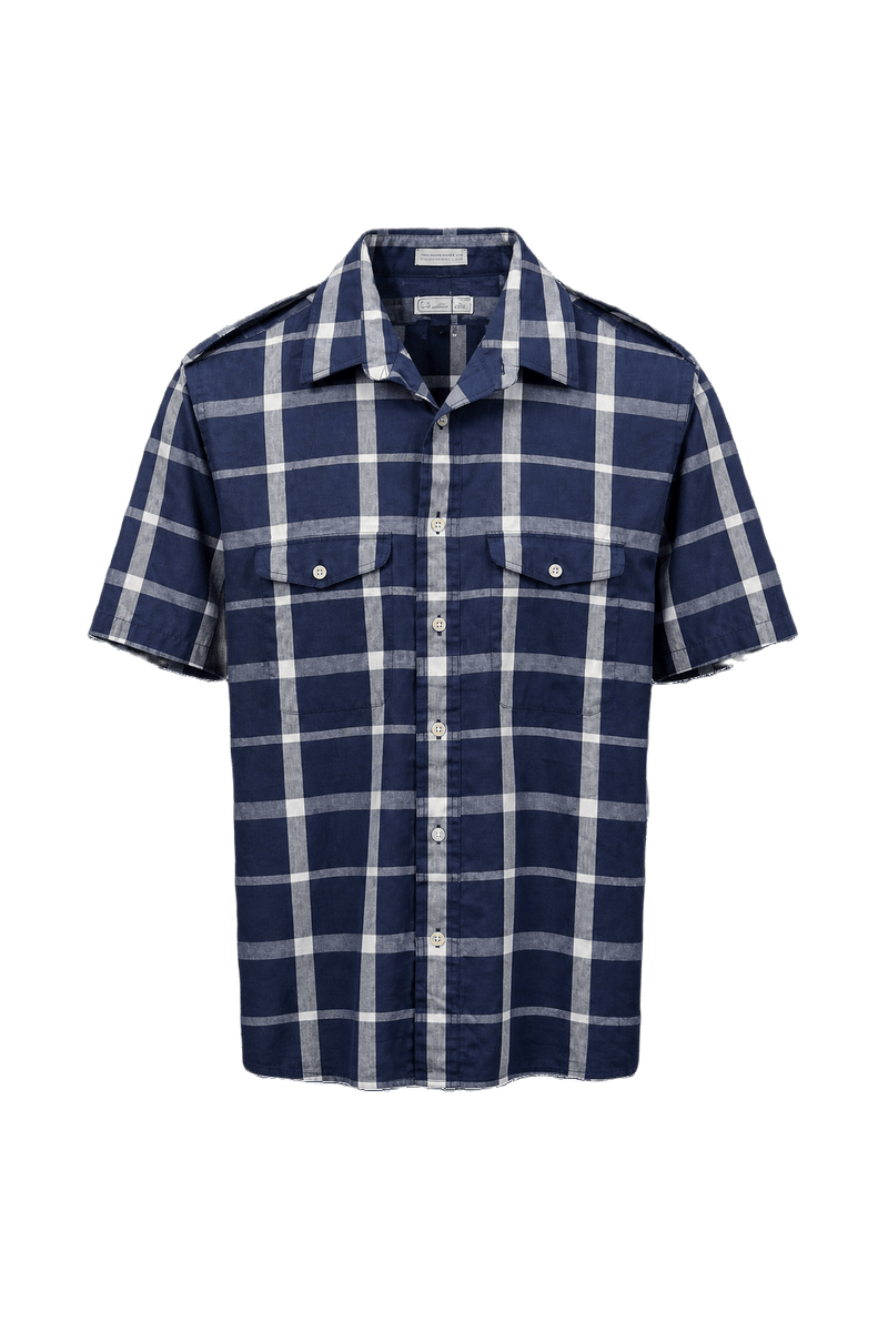 1980s Navy Blue Cotton Shirt - Front View