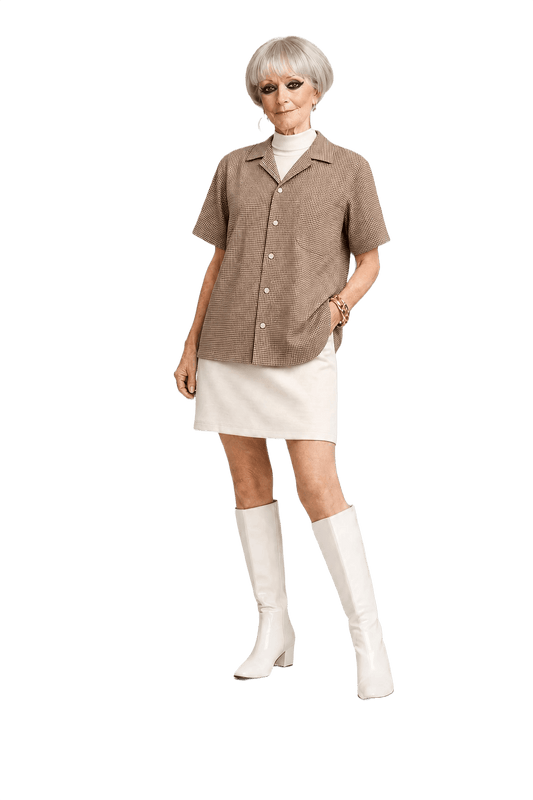 1960s Brown Cotton Shirt - Model