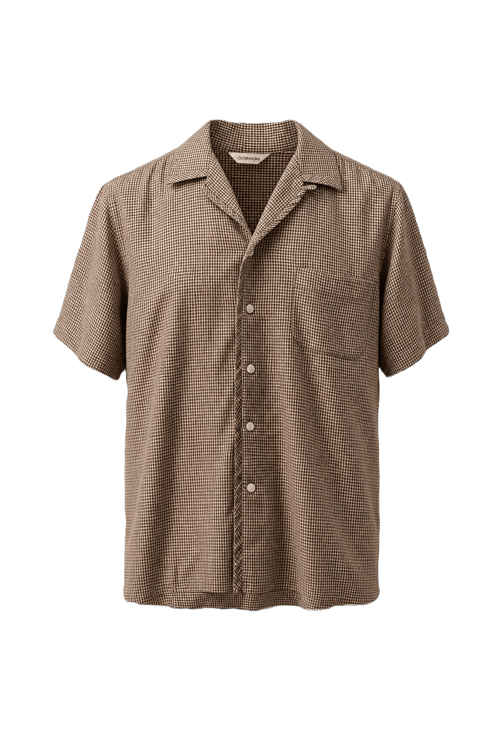 1960s Brown Cotton Shirt - Front View