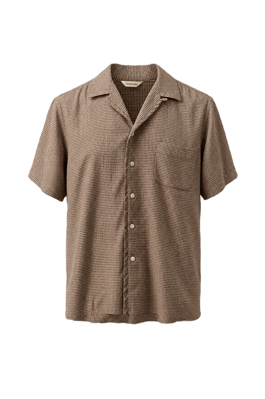 1960s Brown Cotton Shirt - Front View