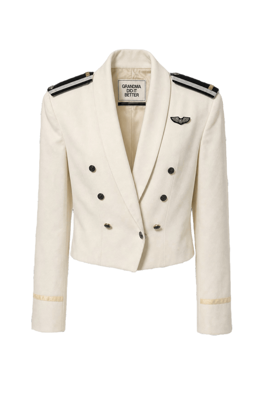 1960s Cream White Wool Blend Blazer - Front View