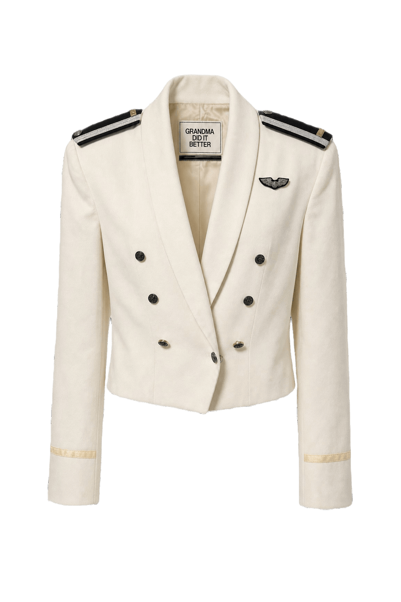 1960s Cream White Wool Blend Blazer - Front View