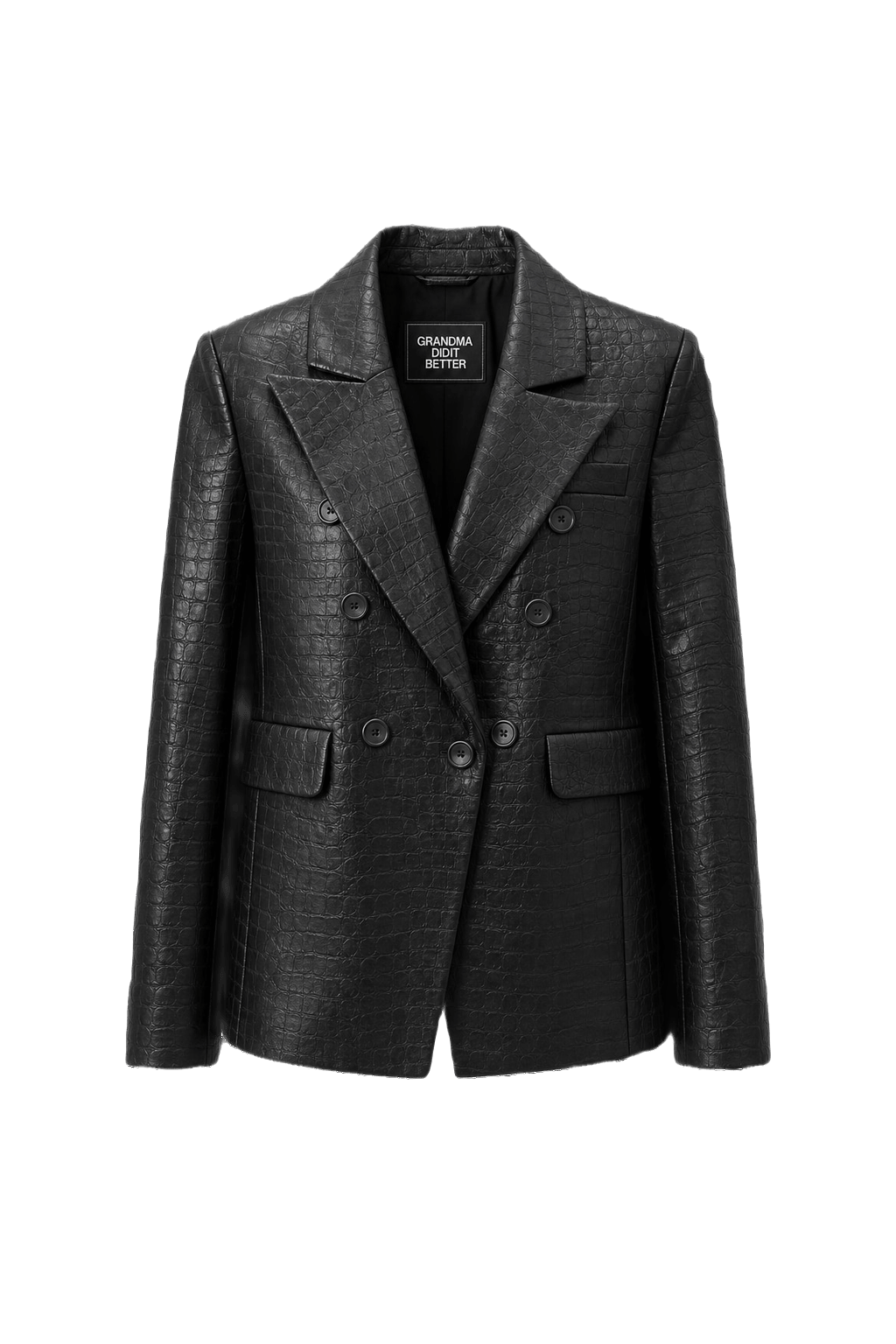 1990s Black Leather Blazer - Front View